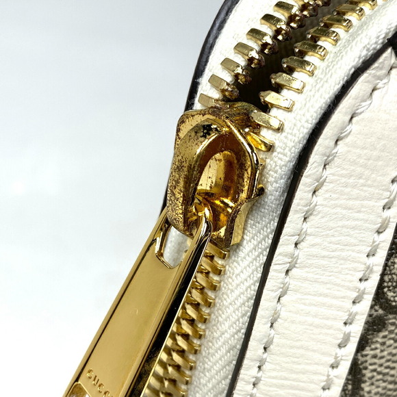 Gucci GG Horsebit Shoulder Bag Canvas Beige White - Picture 4 of 9